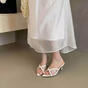 TT 2026 Ren Cao Gót Sandal Nữ Mùa Hè Phong Cách Mới Miệng Cá Mở Ngón Chân Giày Cưới 100
