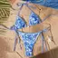 JULYHOT Xanh Trắng Sứ In Dây Tam Giác Hai Mảnh Bikini Nữ Đồ Bơi Riêng Biệt Mặc Đi Biển Điều Chỉnh Áo Tắm Ren Massivedeals