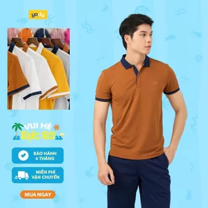 Áo polo nam s.cafe pique phối nẹp YODY khử mùi kháng mùi cơ thể thấm hút mồ hôi APM3635