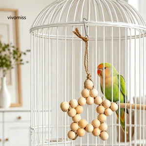 Đồ chơi vẹt ngôi sao năm cánh, Đồ chơi làm giàu chim, Chất liệu tự nhiên an toàn, Dây bền cho thời gian chơi vẹt nhỏ