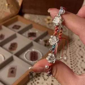 PNPIA- Phong Cách Trung Hoa Sen Tốt Lu Vòng Tay Nữ Cô Gái Tinh Tế Dây Bện Vòng Tay Phụ Kiện Trang Sức Quà Tặng Ngày Lễ