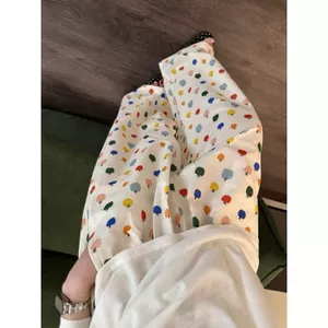 Thiết kế phong cách thông thường Quần Pyjama in hình Apple đầy màu sắc Kích thước lớn Phù hợp với mọi trận đấu Quần dài dáng ôm hơn Quần nhà