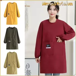 Tạp dề nhà bếp MONOSTYLE, Yếm nướng bánh chống thấm nước chống bẩn, Tạp dề nhà cà phê chéo dài tay thoáng khí cho nhà bếp gia đình