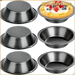 Khay Tart Trứng MONOSTYLE, Chảo Bánh Mini Chống Dính 5 Inch, Khuôn Bánh Mì Nướng Bằng Thép Carbon Mini Nhà Bếp