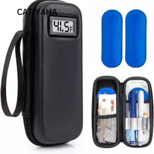 Túi đựng thuốc lạnh CATIYAHA, có màn hình nhiệt kế Máy làm mát insulin chống thấm nước Du lịch, Túi làm mát insulin cách nhiệt bền bỉ dành cho người tiểu đường