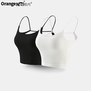 Phong Cách Cam Sling Nữ Big U Lưng Đẹp Cô Gái Nóng Chống chói Có Miếng Lót Ngực Một Mảnh Bên Ngoài Mặc Dây Lưng Áo Vest Bên Trong QCHE