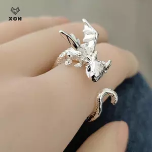 Nhẫn rồng bay ngộ nghĩnh sáng tạo dành cho nữ Người đàn ông Động vật có thể điều chỉnh Nhẫn mở cặp đôi sang trọng Quà tặng trang sức tiệc Ro [Mina]