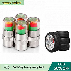 Bộ 4 Nắp Van Cảnh Báo Áp Suất Lốp – Hiển Thị 3 Màu, Kiểm Tra Nhanh Bằng Mắt