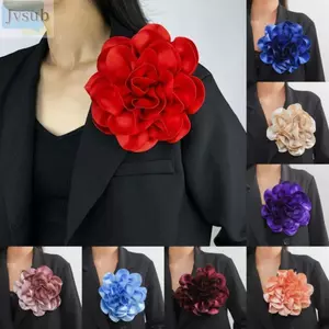 JVSUB Lapel Pin, Trâm cài Satin 20CM, Phụ kiện quần áo thủ công Hoa lớn Huy hiệu Pháp
