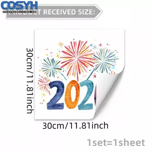 <cosyh>New Year Decal Double-sided Design Easy Application PVC Material Festive Motif