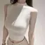 Mùa hè 2026 Phong cách Mori Niche Nửa cổ cao dệt kim Sling Phong cách ngắn Slim-fit Slimmer Look Gentle Văn học có thể mặc bên trong bên ngoài không tay Đáy Top Nữ