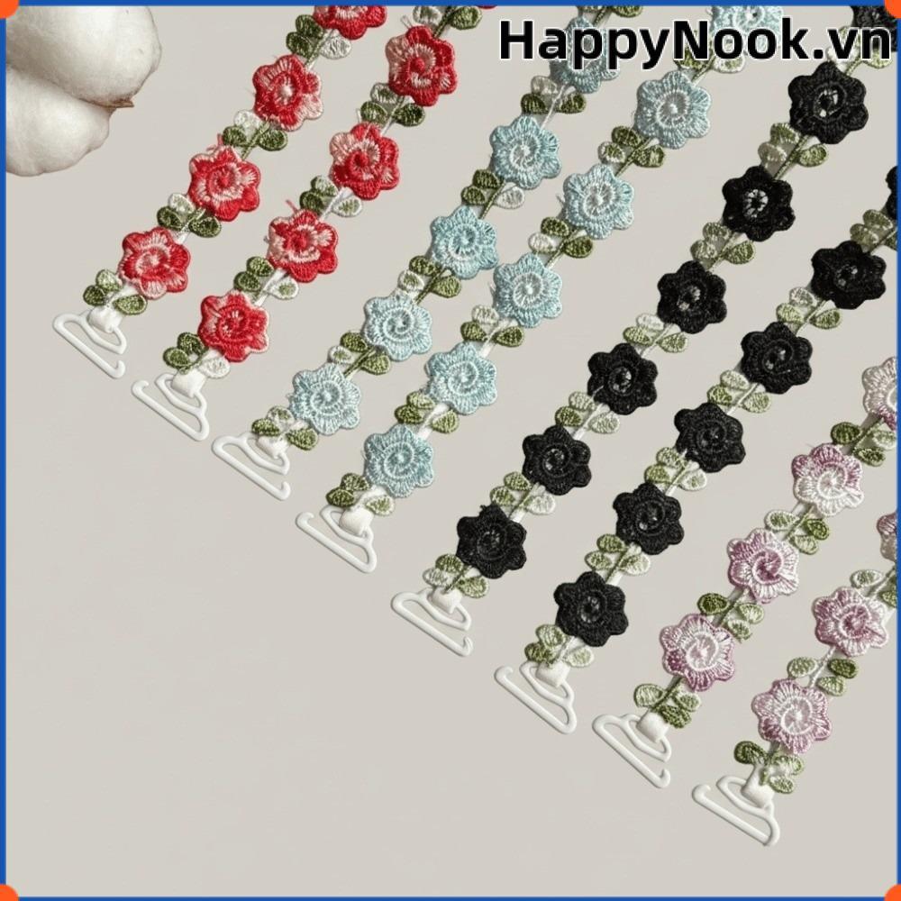 HAPPYNOOK Dây đeo đồ lót hoa hồng, Dây đeo áo ngực đàn hồi chống trượt, Thời trang vô hình liền mạch với viền ren Dây đeo vai ren có thể điều chỉnh Váy dự tiệc cưới