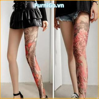 FURNIGO Quần Legging Lưới Giả Hình Xăm Nữ, Phù Hợp Mùa Hè