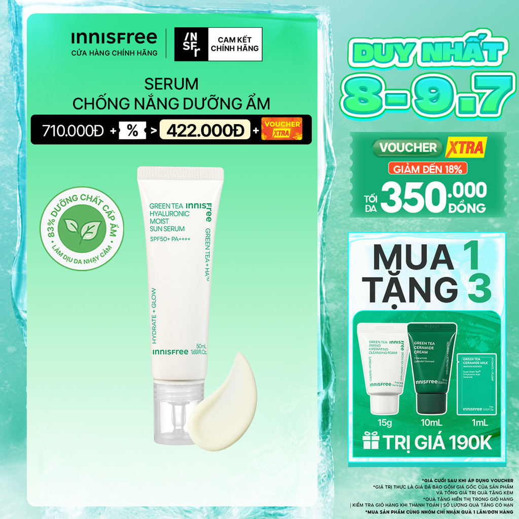 Serum chống nắng dưỡng ẩm từ Trà Xanh SPF50+ PA ++++ 50ML