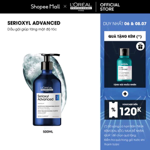 Dầu gội dưỡng tóc giúp làm dày tóc L'Oréal Professionnel Serioxyl Advanced 500ml - Dành cho tóc thưa, mảnh, rụng