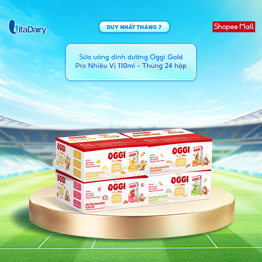 [THÙNG 24 HỘP] Sữa uống dinh dưỡng Oggi Gold Pro Nhiều Vị hỗ trợ hấp thu, tiêu hóa - Hộp 110ml