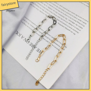 Fairystore| Vòng Tay Thời Trang Có Thể Điều Chỉnh Vòng Tay Nữ Rỗng Dây Chuyền Màu Trơn Đánh Bóng Mạ Điện Thép Không Gỉ Nhẹ Punk Hop Lắc Vòng Cổ Tay Ch
