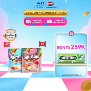Combo 12 Gói kẹo dẻo Skittles Gummies mix vị - 6 gói vị trái cây và 6 gói vị sữa chua trái cây