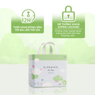 Combo 3 Tã/Bỉm Dán ELPRAIRIE Air Thin Hàn Quốc Mềm Mát Tối Đa, Khô Thoáng Chống Tràn, Đủ Size Cho Bé từ 6.5kg đến 14kg