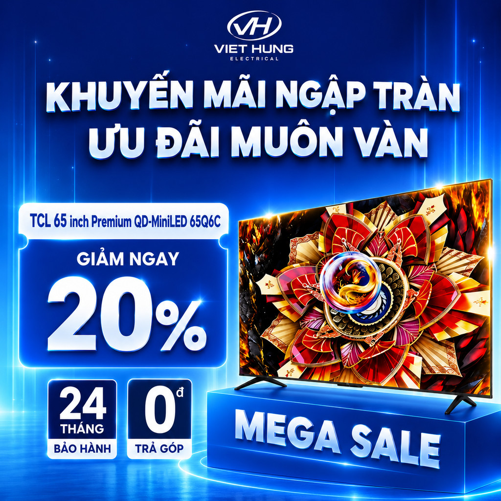 【QD-MiniLED】TCL 65 inch Premium QD-MiniLED 65Q6C, tần số quét siêu cao 144Hz, âm thanh cao cấp từ ONKYO 2.1 Lắp0đ HCM HN