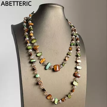Vòng cổ cổ cổ ABETTERIC, Vòng cổ dài đầy màu sắc có thể xếp chồng lên nhau, Vòng cổ cổ cổ điển vỏ Bohemian thời trang dành cho nữ