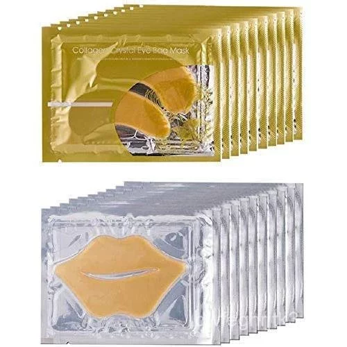 Theshiry 10 Cặp Mặt nạ mắt Crystal Collagen và 10 Mặt nạ môi, Mặt nạ mắt chống lão hóa 39KG