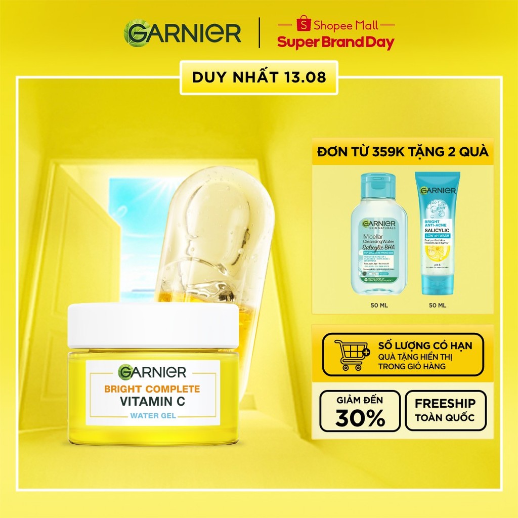 Kem dưỡng ẩm Garnier Water Gel mỏng nhẹ cấp ẩm tới 48H & hỗ trợ sáng da 50ml