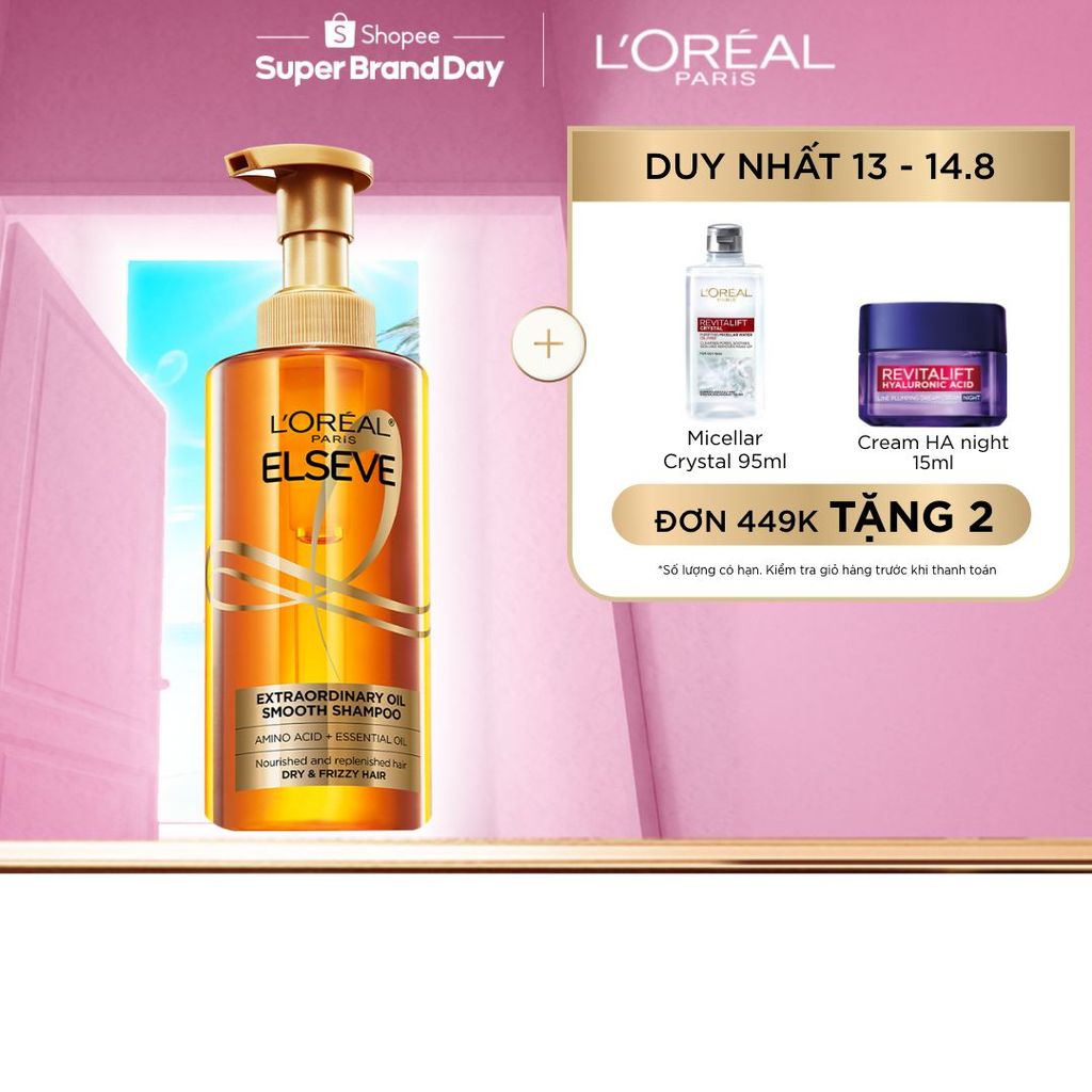 Dầu gội L'ORÉAL PARIS dưỡng tóc suôn mượt cao cấp 440ml/chai