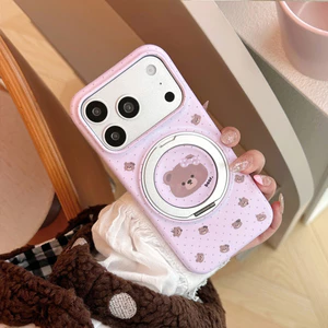 Ốp điện thoại mềm hình gấu hồng dễ thương cho iPhone 17 Pro Max 16 15 Chống rơi