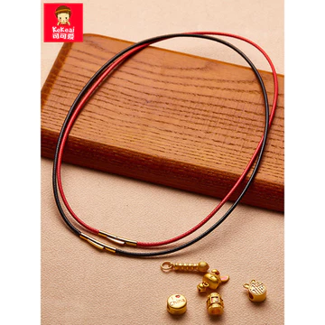 Dễ thương 🍒 Khóa cong 2.0mm dễ thương Dây da sáp Mặt dây chuyền Dây buộc nam nữ Dây chuyền đơn giản Dây da đen Dây mặt dây chuyền
