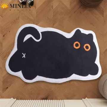 MinLia Thảm trải sàn MINLIA, Thảm trải sàn hình mèo siêu mềm chống trượt, Thảm vào cửa Mèo đen thấm hút Thảm trải sàn dễ thương Hộ gia đình