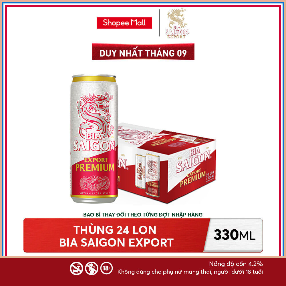 Nồng Độ Cồn 4.2% - Thùng 24 Lon Bia Saigon Export Premium 330ml