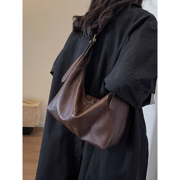 Women's Vintage PU Leather Underarm Bag – Large, for Work