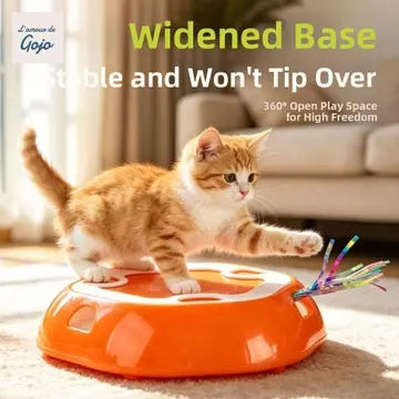 GOJO Electric Pet Telescopic Disc Đồ chơi cho mèo, Đồ chơi cho mèo kích hoạt chuyển động Whack-A-Mole thông minh, Mèo trêu chọc nhiều lỗ Tự niềm vui Đồ chơi cho mèo tương tác Ống xả năng lượng vật lý