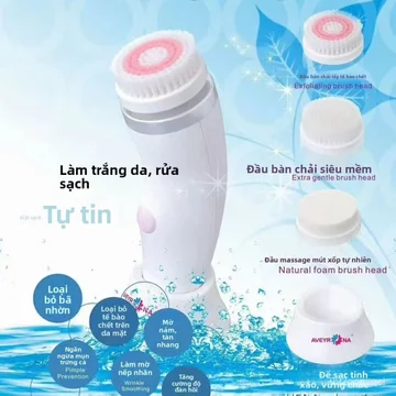 Máy rửa mặt điện máy làm sạch mặt siêu âm silicone thần khí làm sạch lỗ chân lông máy rửa mặt máy làm đẹp nam nữ
