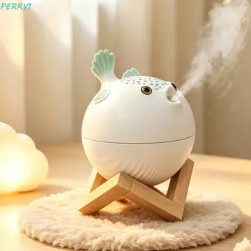 Máy tạo độ ẩm cá PERRY Puffer, Máy tạo độ ẩm mini hai chế độ Đèn đầy màu sắc, Máy tạo độ ẩm cầm tay mini hình dạng sáng tạo 260ml Tắt tiếng Phòng ngủ
