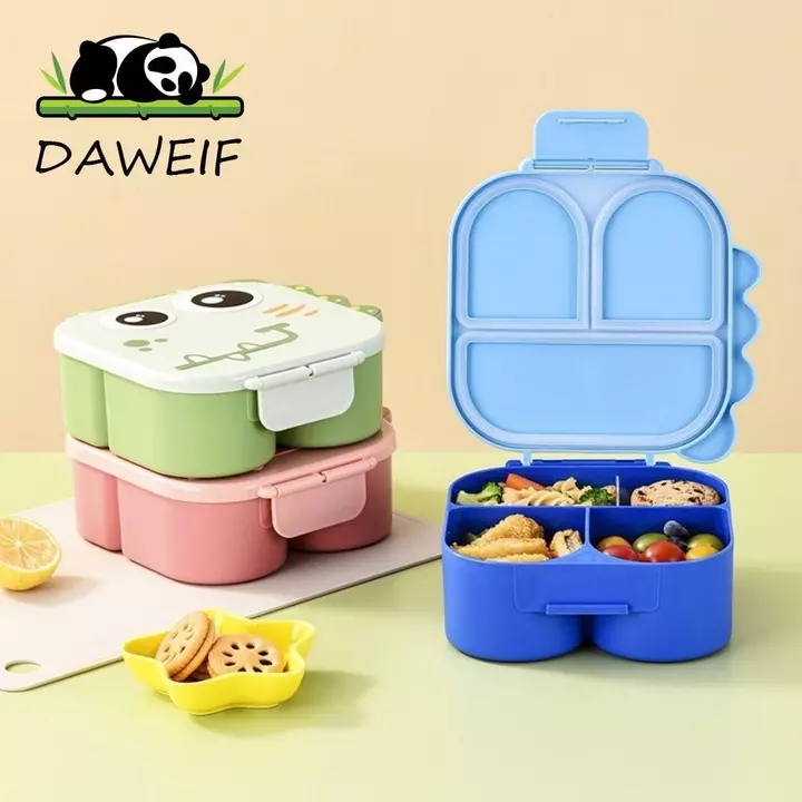 Hộp cơm trưa khủng long hoạt hình DAWEIF, Hộp dã ngoại thực phẩm chống rò rỉ an toàn cho lò vi sóng, Hộp đựng thực phẩm an toàn thực phẩm dễ thương Hộp đựng đồ ăn trưa thiết kế vuông cho trẻ em Văn ph
