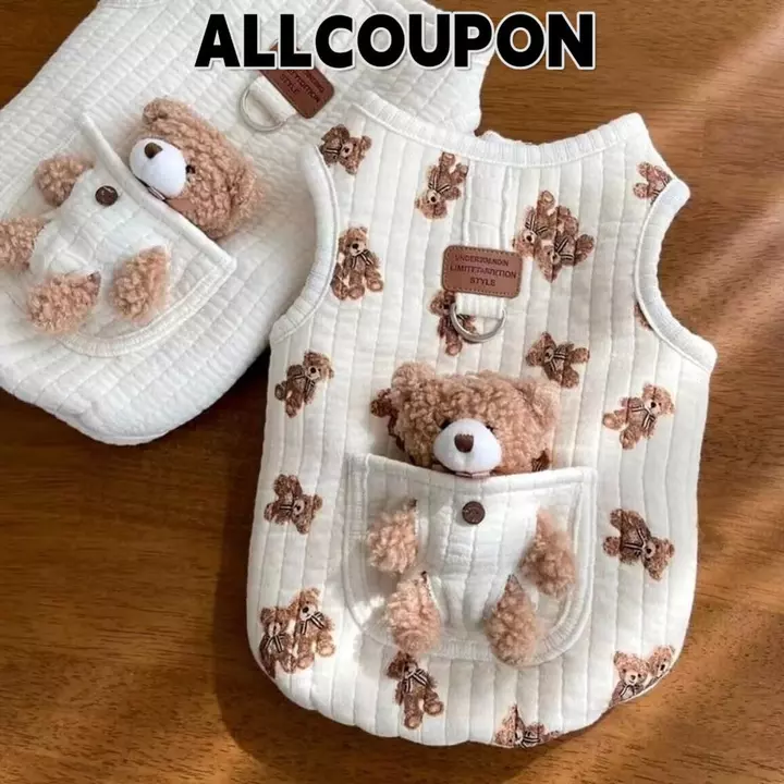 MUNDAUN Quần Áo Chó Con Áo Vest, Quần Áo Gấu Mèo Dễ Thương Quần Áo Cho Chó Thú Cưng, Thời Trang Dày Với Áo Khoác Ấm Áp Mùa Đông Mèo Áo Vest Mùa Đông