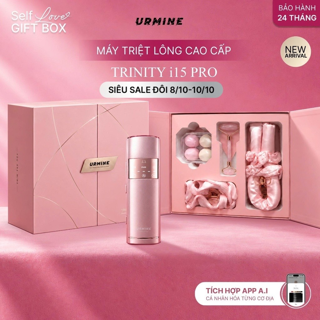 [PHIÊN BẢN GIỚI HẠN]Máy Triệt Lông URMINE IPL Cao Cấp Tại Nhà | Ánh Sáng Kép × Làm Lạnh Sapphire Cực Sâu 2°C Kết Nối App