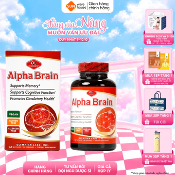 Viên Uống Bổ Não Olympian Labs Alpha Brain Tăng Cường Hỗ Trợ Chức Năng Não Bộ, Hỗ Trợ Tuần Hoàn Não