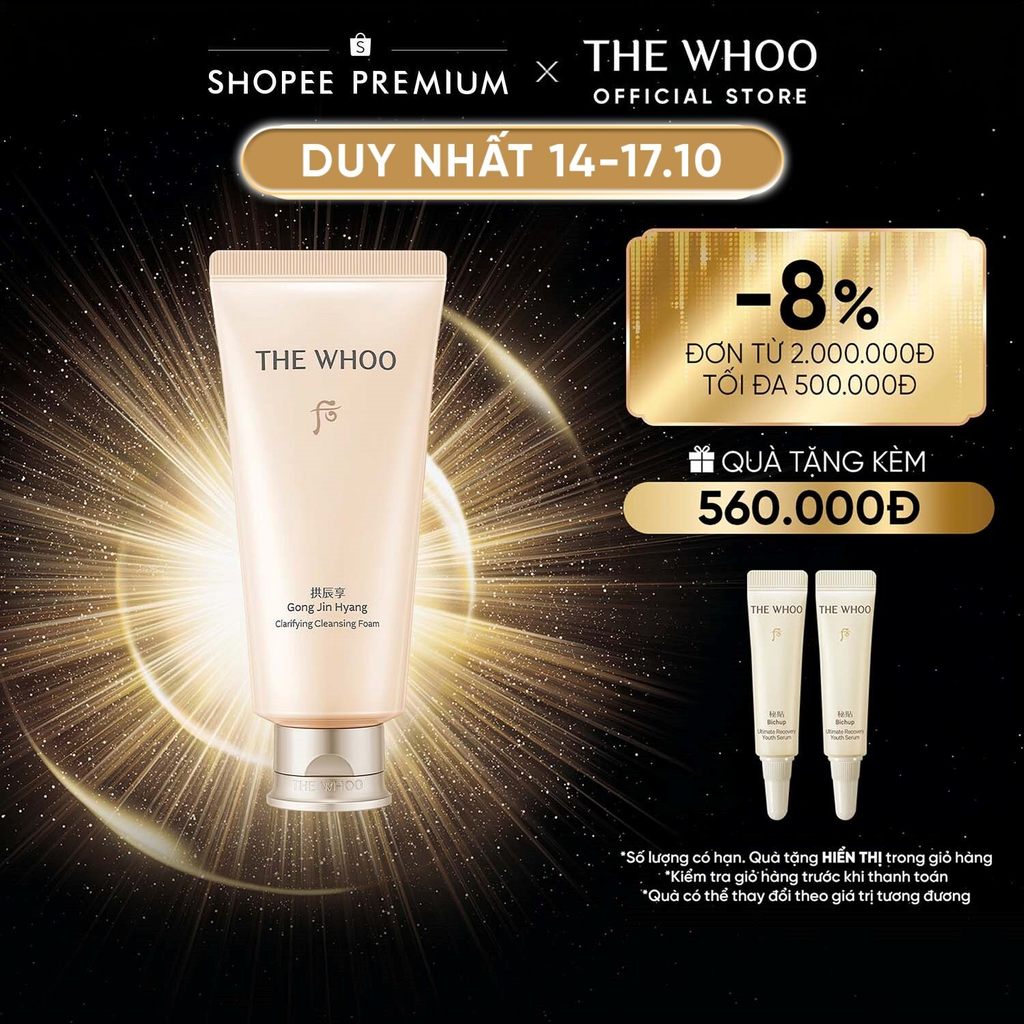 [THE WHOO OFFICIAL] Sữa rửa mặt bọt mịn sạch sâu và dưỡng ẩm THE WHOO Gongjinhyang Clarifying Cleansing Foam 180ml