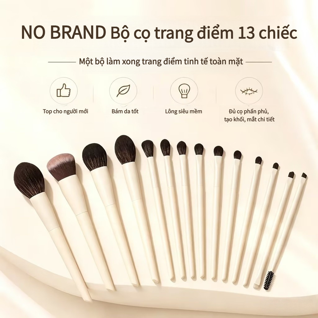 [ NO BRAND]Bộ Cọ Trang Điểm 13 Cây Chính Hãng, Lông Cọ Siêu Mềm Bám Phấn Cực Đỉnh, Thân Gỗ Sang Trọng - Full Chức Năng
