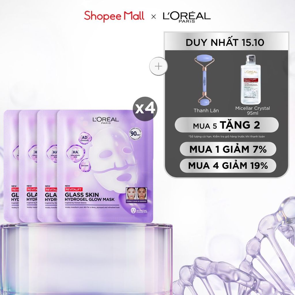 Mặt nạ thạch Glass Skin Hydrogel Glow cấp ẩm sâu, da căng mịn mướt, hiệu ứng chỉ sau 90 phút L'Oreal Paris