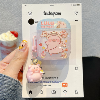 Ống hút rơm Lulu Pig cho AirPods 1 / 2 3 Pro Pro2 pro3 Airpod4 Bộ tai nghe Vỏ bảo vệ Bluetooth không dây AirPods Pro i3 i4 pro3 Vỏ bảo vệ tai nghe
