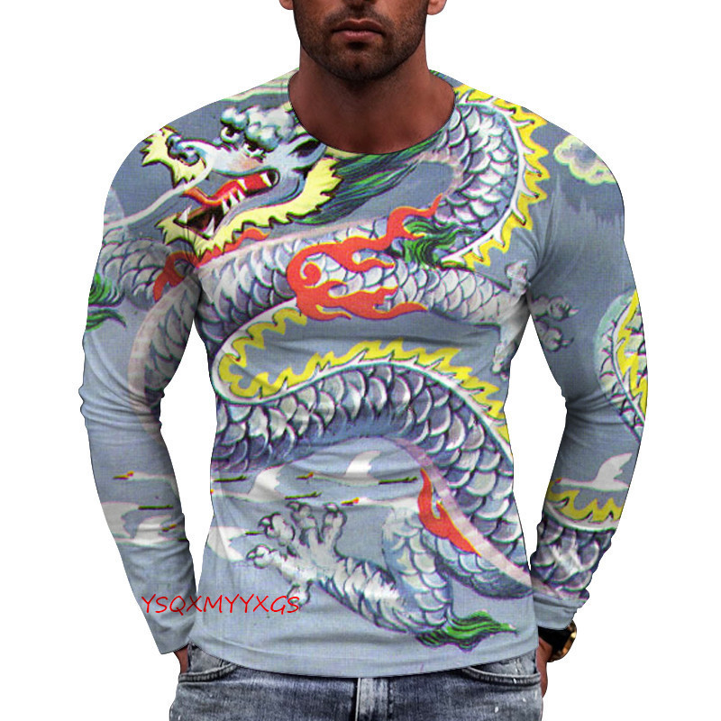 Áo Nam Tay Rồng In Hình 3D Cổ Tròn - Style Đường Phố Thời Thượng