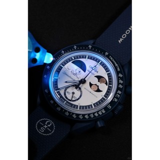 MISSION Mới ĐẾN EARTHPHASE MOONSHINE VÀNG Moonwatch Đồng hồ nam Quarz Chức năng đầy đủ Đồng hồ đeo tay dạ quang Chronograph có hộp