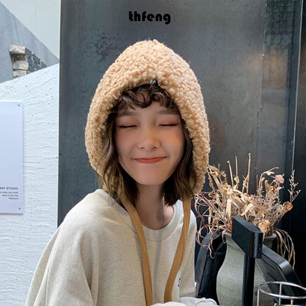 Mũ Beanie mùa đông THFENG từ chất liệu lambswool dày và ấm áp, bảo vệ tai khỏi gió lạnh