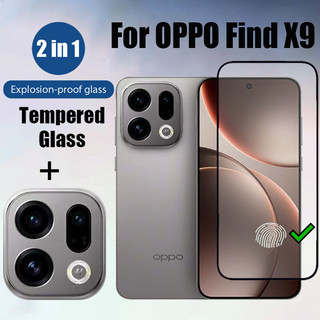 Bảo vệ màn hình kính cường lực 2 trong 1 HD cho OPPO Find X9 X8 Pro 5G Phim bảo vệ phía trước & Phim ống kính máy ảnh có thể mở khóa