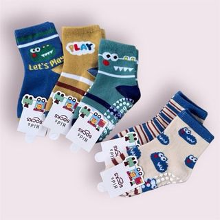 B30 (1-9tuổi) Sét 5 đôi tất chống trơn cổ cao hình cá sấu xanh  PLay size cho bé 1-9tuổi