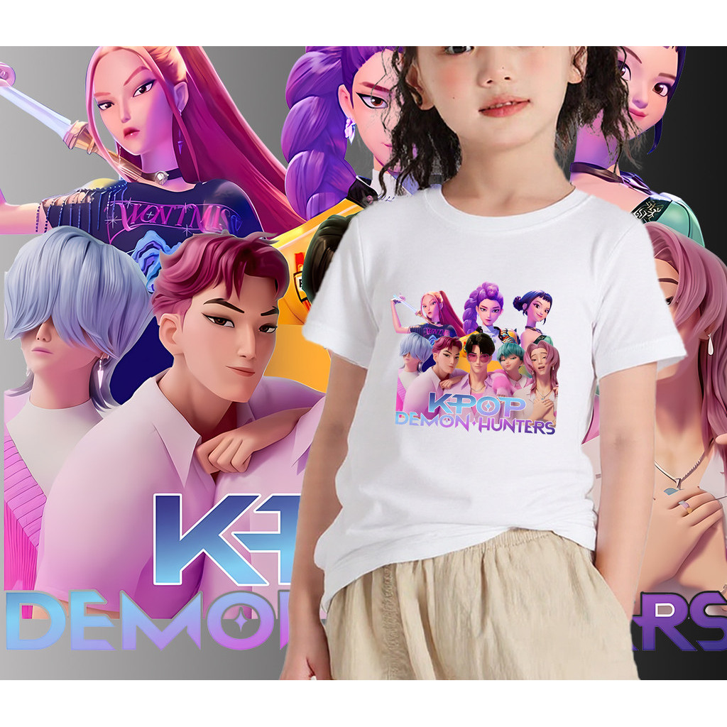 KPOP Demon Hunters Huntrix và Áo thun trẻ em SAJA BOYS bé trai và bé gái tay ngắn